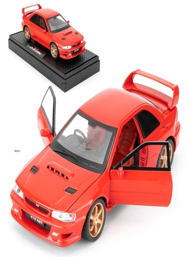 FEXXA سيارة FEXXA 1/32 متوافقة مع سيارة سوبارو إمبريزا WRX STI النموذجية، لعبة سيارة قابلة للتحصيل تعمل بالسحب للخلف مصنوعة من المعدن المصبوب مع أصوات وأضواء للأطفال والأولاد والبنات والكبار، هدية (أحمر) - Image 1